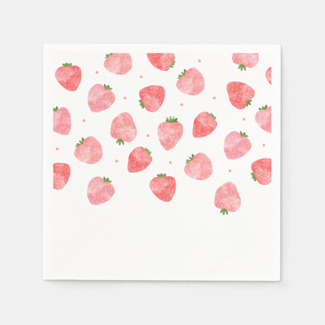 Guardanapo De Papel Watercolor Strawberry Napkins | Morango Nápoles (Frente)