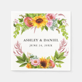 Guardanapo De Papel Watercolor Sunflower Boho Floral Wedding