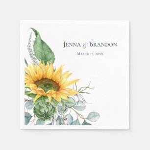 Guardanapo De Papel Watercolor Sunflower Floral Wedkins