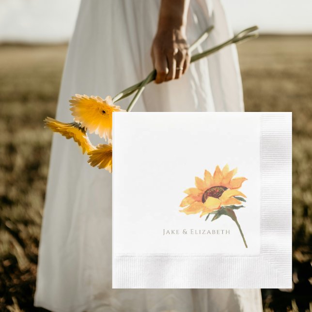 Guardanapo De Papel Watercolor Sunflower Personalized Coined Wedding (Criador carregado)