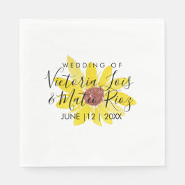 Guardanapo De Papel Watercolor Sunflower Wild Floral Yellow Casamento