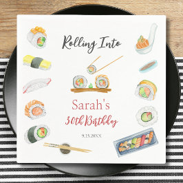 Guardanapo De Papel Watercolor Sushi e Sashimi, Aniversário de Qualque