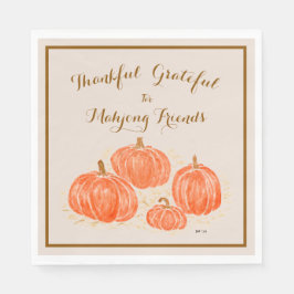 Guardanapo De Papel Watercolor Thankful Grateful for Mahjong Friends