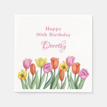 Watercolor Tulips 90th Birthday Party