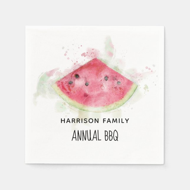 Guardanapo De Papel Watercolor Watermelon Summer Family CHURRASCO (Frente)