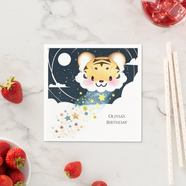 Guardanapo De Papel Watercolor Whimsical Tiger Birthday (Insitu)