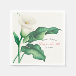 Guardanapo De Papel Watercolor White Lilly Chá de fraldas Napkins