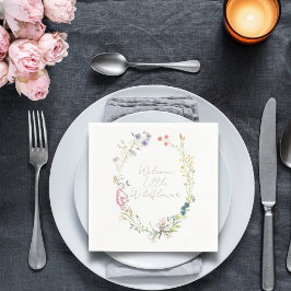 Guardanapo De Papel Watercolor Wildflower Wreath Chá de fraldas Napkin