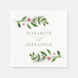 Guardanapo De Papel Watercolor Winter Greenery Modern Christmas