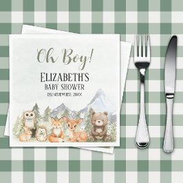 Guardanapo De Papel Watercolor Woodland Baby Shower Boy