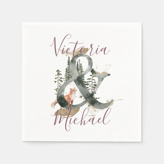 Guardanapo De Papel Watercolor Woodland Forest Nupkins (Frente)