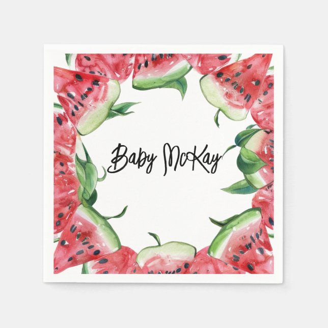 Guardanapo De Papel Watermelon Baby Girl Chá Napkins (Frente)