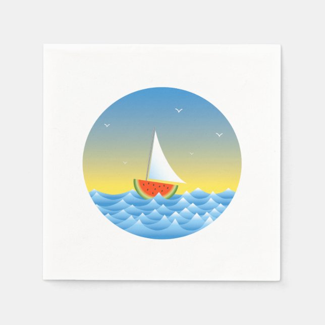 Guardanapo De Papel Watermelon Sailboat (Frente)