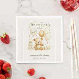Guardanapo De Papel We Can Bearly Wait Baby Shower Invitation