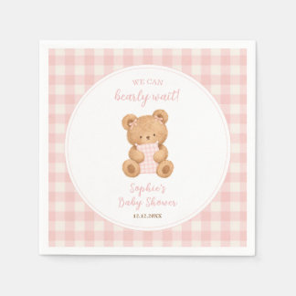 Guardanapo De Papel We Can Bearly Wait Bear Girl Baby Shower
