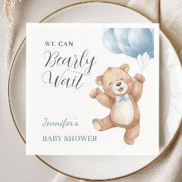 Guardanapo De Papel We Can Bearly Wait Boy Teddy Bear Baby Shower