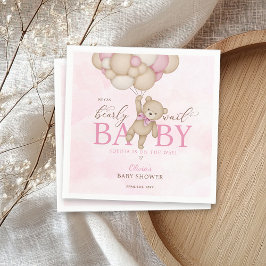 Guardanapo De Papel We Can Bearly Wait Pink Baby Shower