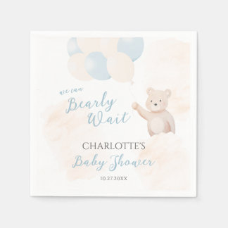 Guardanapo De Papel We Can Bearly Wait | Teddy Bear Boy Baby Shower