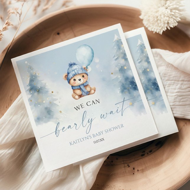 Guardanapo De Papel We Can Bearly Wait Winter Teddy Bear Baby Shower (Criador carregado)