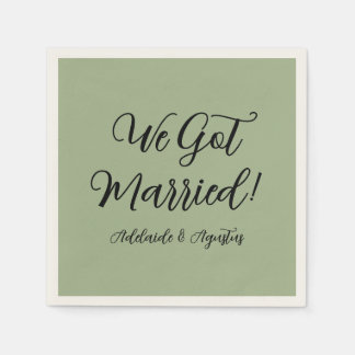 Guardanapo De Papel We Got Married Green Paper Napkin