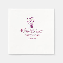 Guardanapo De Papel We tied the knot pink heart knots name date romant