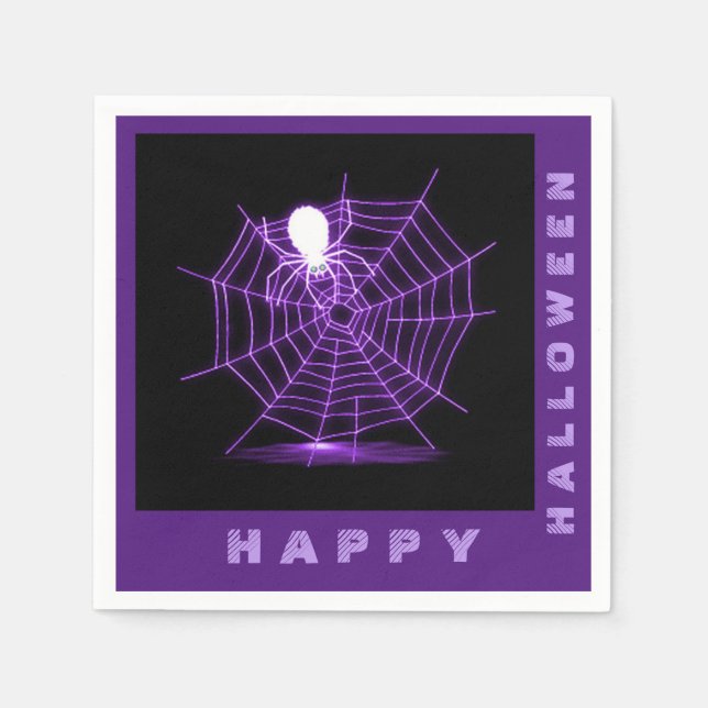 Guardanapo De Papel Web de aranha de Halloween Preto e Roxo (Frente)