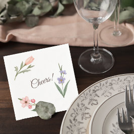 Guardanapo De Papel Wedding Cocktail Napkin with Botanical Design