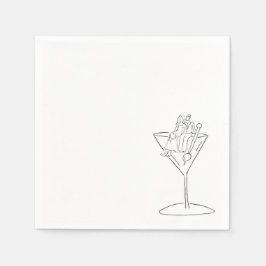 Guardanapo De Papel Wedding Couple on a Martini Cocktail Napkin