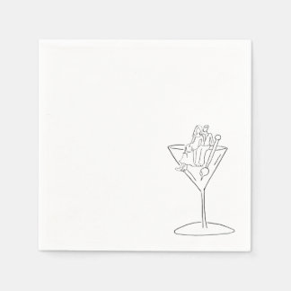 Guardanapo De Papel Wedding Couple on a Martini Cocktail Napkin