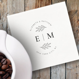 Guardanapo De Papel Wedding Elegant Chic Modern Simple Chic Monogram