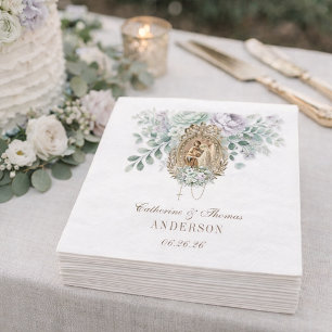 Guardanapo De Papel Wedding Floral Mary Joseph Mint e Lavanda