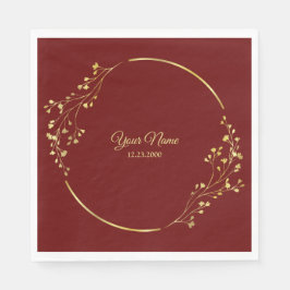 Guardanapo De Papel Wedding Golden Floral Geometric Wreath Red Party