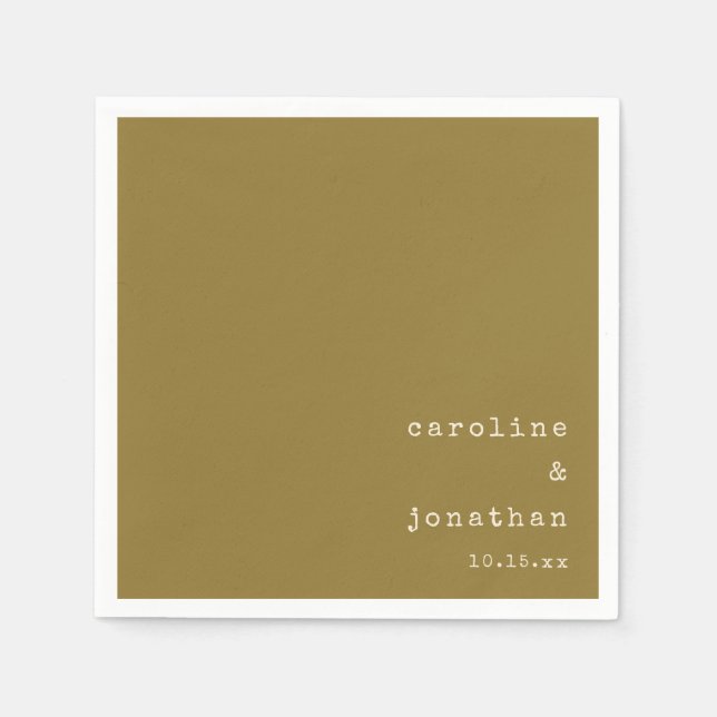 Guardanapo De Papel Wedding Names Ochre Typewriter Modern Custom (Frente)