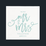 Guardanapo De Papel Wedding Napkins | Escoamento (Turquesa Leve)<br><div class="desc">Turquesa Moderna Luz Recepção de casamento ou Chá de panela Napkins: Mude a cor do "Sr. & Sra." para qualquer cor que você quiser apenas mudando sua cor de fundo! Quer usá-las para sua festa de noivado ou outras festas de casamento anteriores? Basta mudar "O Novo" para "Em breve" AQUI...</div>