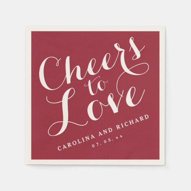 Guardanapo De Papel Wedding Napkins | Marsala Cheers to Love (Frente)