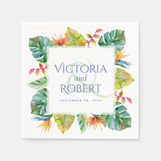Guardanapo De Papel Wedding Napkins | Tropical Watercolor Floral