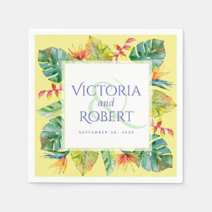 Guardanapo De Papel Wedding Napkins Tropical Watercolor Floral