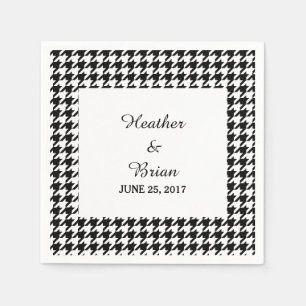 Guardanapo de papel Wedding pretos de Houndstooth