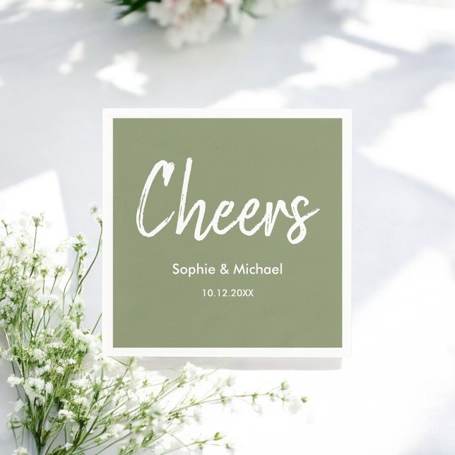 Guardanapo De Papel Wedding Sage Green Cheers (Criador carregado)