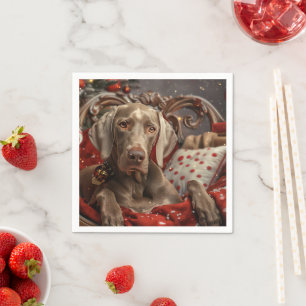 Guardanapo De Papel Weimaraner Cão Festivo de Natal