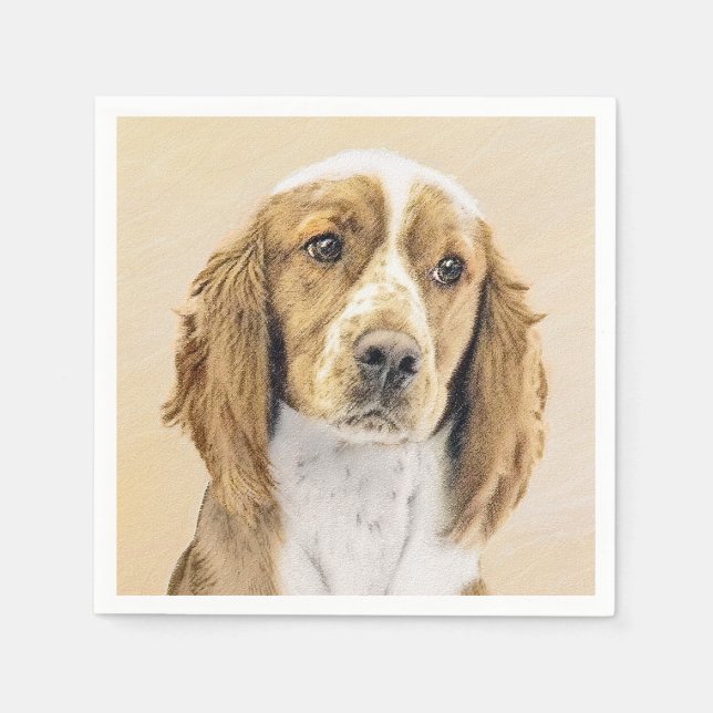 Guardanapo De Papel Welsh Springer Spaniel Painting - Arte Original De (Frente)