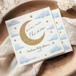 Guardanapo De Papel We're Over The Moon Blue Celestial Baby Shower