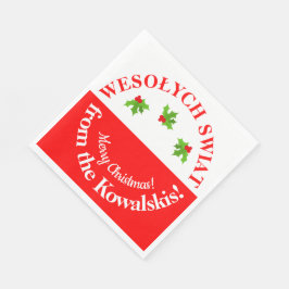 Guardanapo De Papel Wesolych Swiat Partido de Natal Polonês Bandeira e
