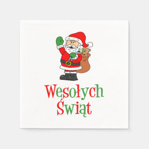 Guardanapo De Papel Wesolych Swiat Polonês Papais noeis de Natal Feliz