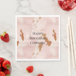 Guardanapo De Papel Western Blush Pink Cream Faux Cowhide Aniversário