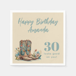 Guardanapo De Papel Western Boots Floral Sexto Aniversário