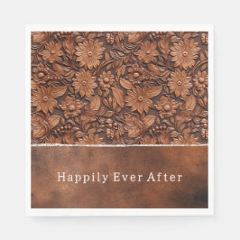 Guardanapo De Papel Western Brown Faux Leather Floral
