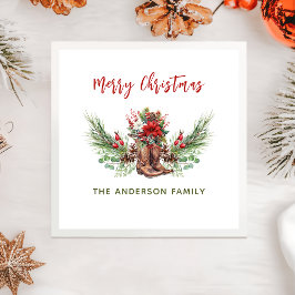 Guardanapo De Papel Western Cowboy Boots Feliz Natal Napkins