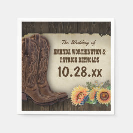 Guardanapo De Papel Western Cowboy Boots Sunflower Wedkins