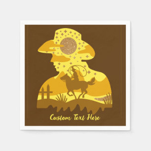 Guardanapo De Papel Western Cowboy Glitter Horse Lasso Personalizado